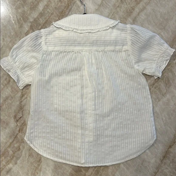 🤍 Pilcro Anthropologie Keira Blouse Cottagecore White Peter Pan Collar XS 🤍 - Picture 4 of 7